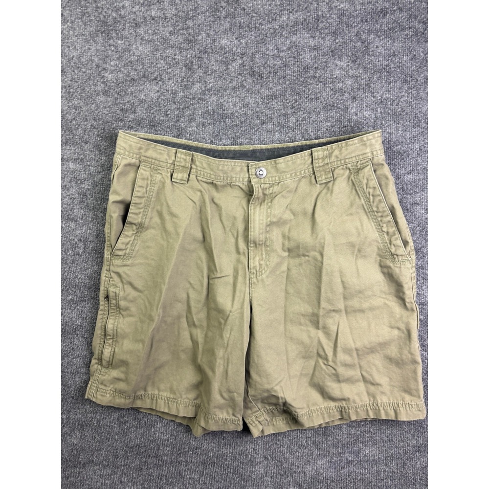 Columbia Cargo Shorts Mens 38 Green Omni-Shield Cotton Canvas Hiking XM4452